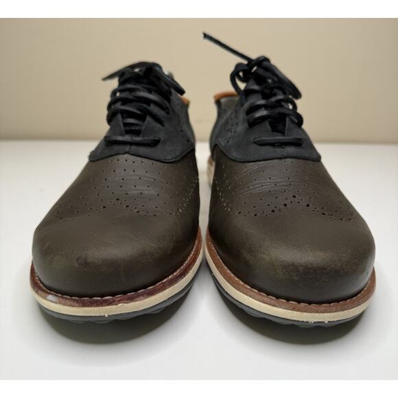 OHW? Owns The Factory Who? Oxford Mens 10 Gray Multi Leather Brogue Comfort Shoe - Picture 2 of 10